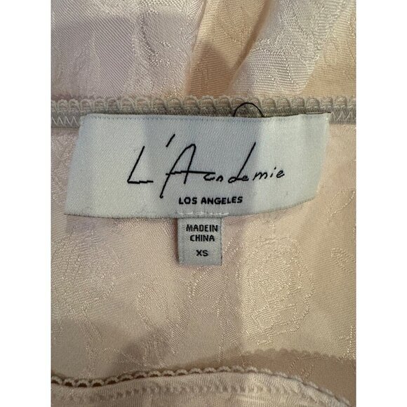 L'Academie Skirt Women XS Primrose Pink Satin Floral The Elsa Button Mini Slip - Picture 7 of 9